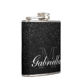 黒いグリッターのモノグラム フラスク (右)