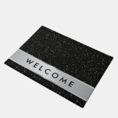 黒いグリッターの一見の歓迎 ドアマット (アングル)