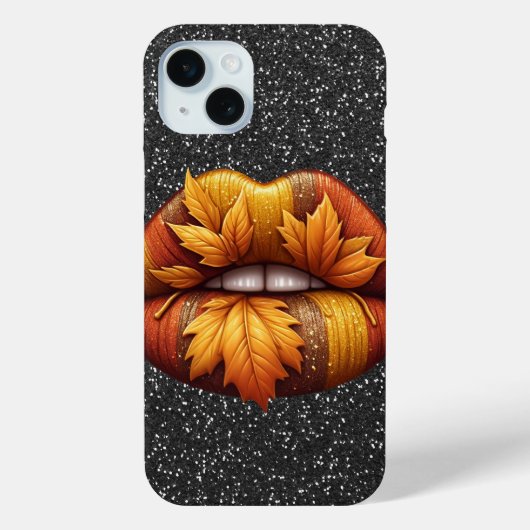 黒いグリッターの唇が輝く金ゴールド Case-Mate iPhoneケース (裏面)