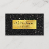 黒いグリッターの背景とフェイク金ゴールド 名刺 (正面)