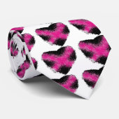 黒いグリッタードットのハートクロスにショックピンク ネクタイ (ロール)
