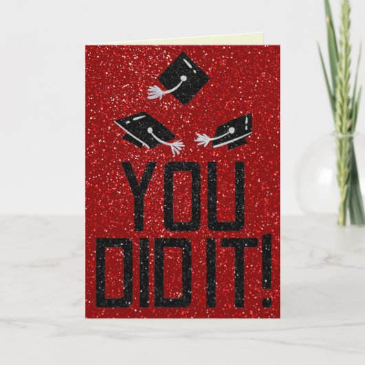 黒いグリッター卒業カード カード (正面)