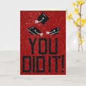 黒いグリッター卒業カード カード (黄色い花)