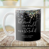 黒いグリッター彼女信じはマスターできる コーヒーマグカップ