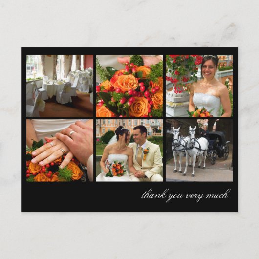 黒いグリッドコラージュ6枚の写真の思い出感謝していを ポストカード (正面)