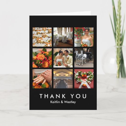 黒いグリッドコラージュ 9枚の写真 メモリー 感謝 (正面)