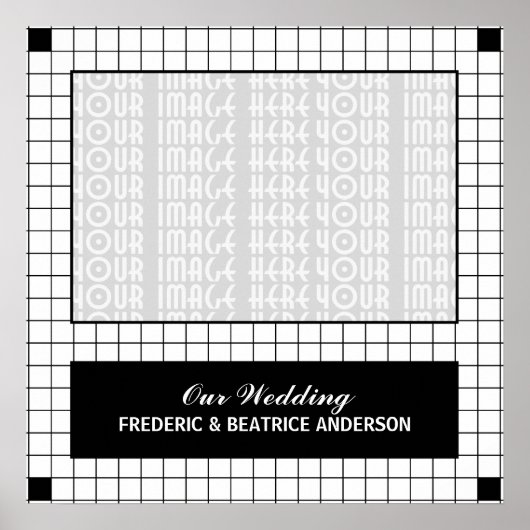 黒いグリッドフォト ポスター (正面)