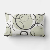 黒いグレーと白のランダム円パターン枕 ランバークッション (正面)