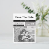 黒いグレーと白の写真の日付を保存 ポストカード (スタンド正面)