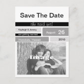 黒いグレーと白の写真の日付を保存 ポストカード (正面)