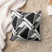 黒いグレーと白の抽象芸術対角デザイン クッション (ブランケット)
