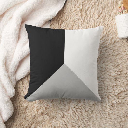 黒いグレーと白の抽象芸術幾何形状 クッション (ブランケット)