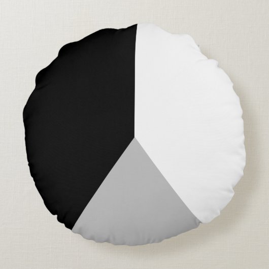 黒いグレーと白の抽象芸術幾何形状 ラウンドクッション (裏面)