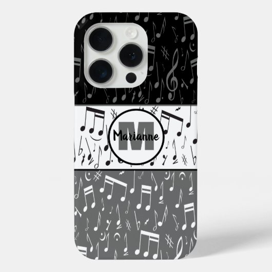 黒いグレーと白の音楽ノートCase-Mate iPhone Case-Mate iPhoneケース (裏面)