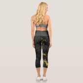 黒いグレーと黄色 カプリレギンス (裏面)