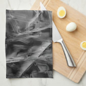 黒いグレーのステンドスクウェア、「間違ったブラシストローク」 キッチンタオル (四つ折り)