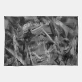 黒いグレーのステンドスクウェア、「間違ったブラシストローク」 キッチンタオル (横)
