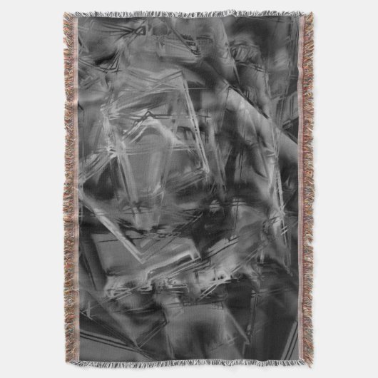 黒いグレーのステンドスクウェア、「間違ったブラシストローク」 スローブランケット (正面縦)