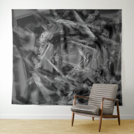 黒いグレーのステンドスクウェア、「間違ったブラシストローク」 タペストリー