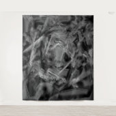 黒いグレーのステンドスクウェア、「間違ったブラシストローク」 タペストリー (正面)