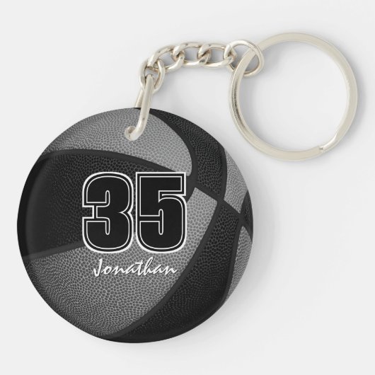 黒いグレーのチームは男の子のバスケットボールの女の子に色を付ける キーホルダー (裏面)
