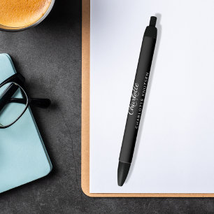 黒いグレーのモノグラム名スクリプト 黒ボールペン