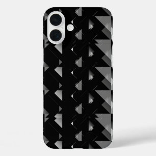 黒いグレーの三角形の幾何学的パターン(の模様が)ある iPhone 16 PLUSケース