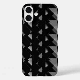 黒いグレーの三角形の幾何学的パターン(の模様が)ある iPhone 16 PLUSケース