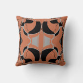 黒いグレーの焦げたオレンジ色の対称パターン クッション (裏面)