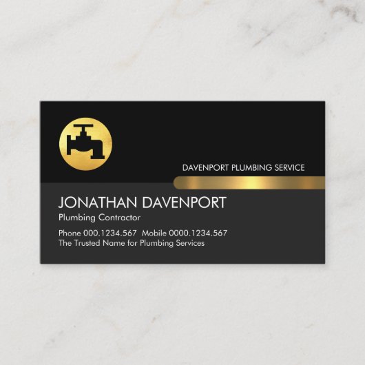 黒いグレーの金ゴールドタブ配管 名刺 (正面)