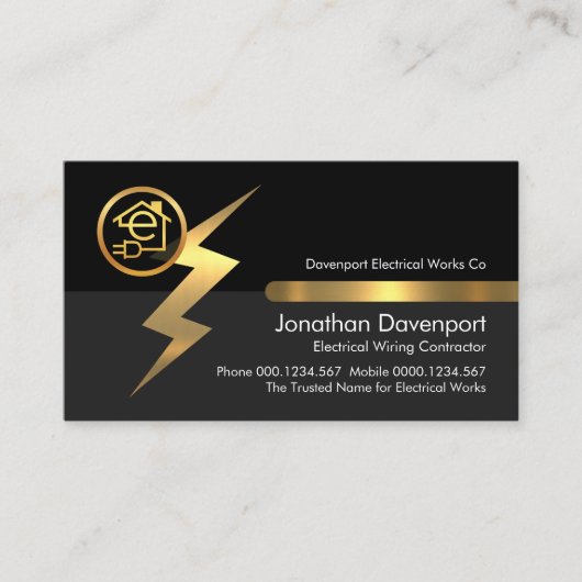 黒いグレーの電気稲妻層 名刺 (正面)