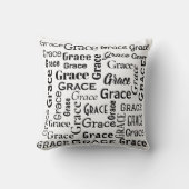 黒いグレース名（白） クッション (正面)