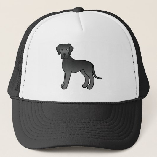 黒いグレートデーンの犬のキャラクターイラスト キャップ (正面)