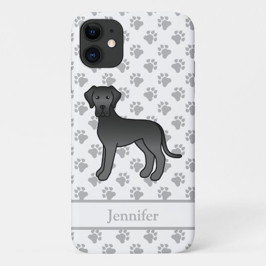 黒いグレートデーン かわいいキャラクタードッグ 名前入り Case-Mate iPhoneケース (裏面)