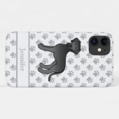 黒いグレートデーン かわいいキャラクタードッグ 名前入り Case-Mate iPhoneケース (裏面(横))