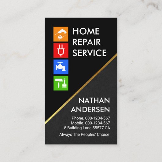 黒いグレーレイヤー金ゴールドラインHandyman 名刺 (正面)