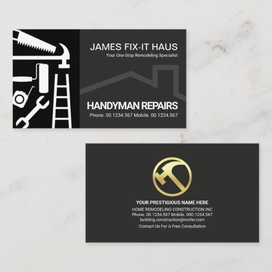 黒いグレー層の手書きツール 名刺 (正面/裏面)