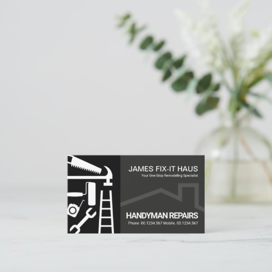 黒いグレー層の手書きツール 名刺 (スタンド正面)