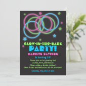 黒いグローインザダークのリングパーティー招待状 招待状 (スタンド正面)