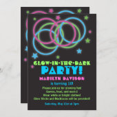 黒いグローインザダークのリングパーティー招待状 招待状 (正面/裏面)