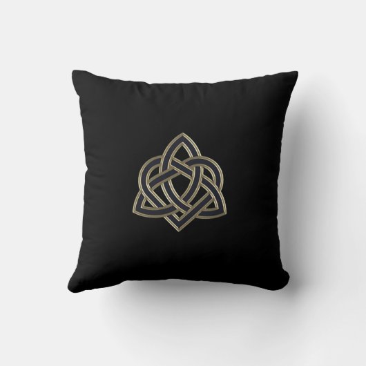 黒いケルト族の三位一体のハートの結び目の装飾用クッション クッション (裏面)
