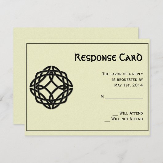 黒いケルト族の永遠の結び目の応答カード 出欠カード (正面/裏面)