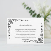 黒いケルト結び目模様のコーナーのつる植物の結婚式の挿入物 エンクロージャーカード (スタンド正面)