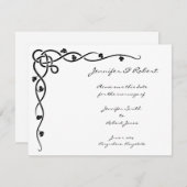 黒いケルト結び目模様コーナーつる植物日付の保存 セーブザデート (正面/裏面)