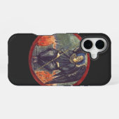 黒いケルビムの天使 iPhone 16ケース (裏面横)