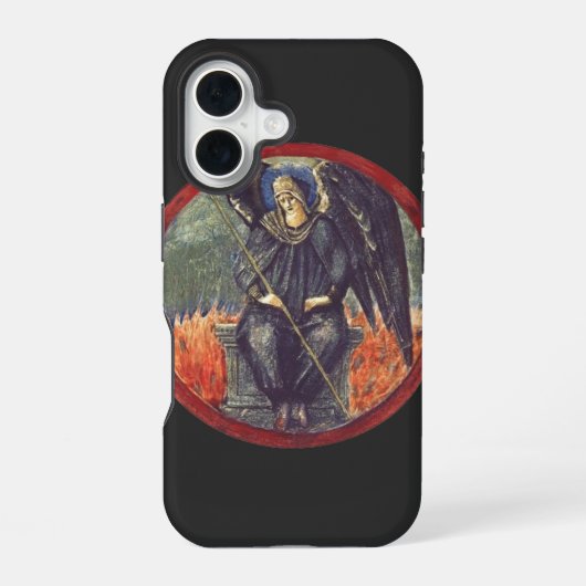 黒いケルビムの天使 iPhone 16ケース (裏面)