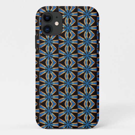 黒いケースの青い幾何学的 Case-Mate iPhoneケース (裏面)