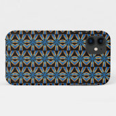 黒いケースの青い幾何学的 Case-Mate iPhoneケース (裏面(横))
