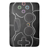 黒いゲームコントローラー ゲーマー バスマット (正面縦)