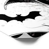 黒いコウモリの羽を持つハロウィンのハート ポスター (角)